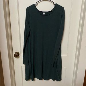 Emerald green long sleeve stretchy skater dress Old Navy XL